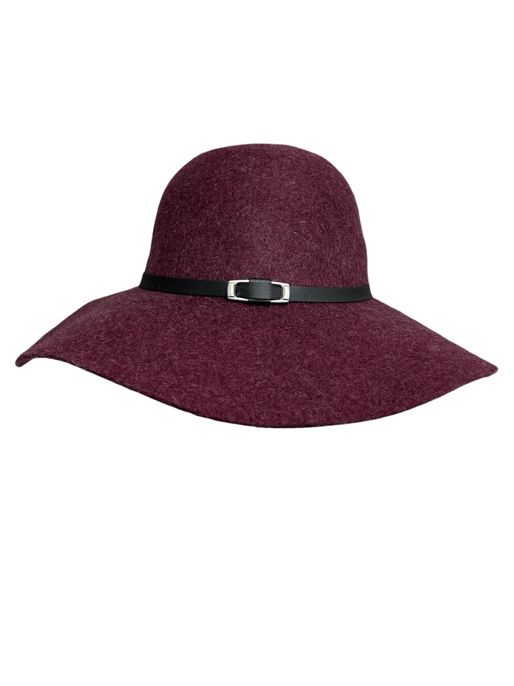 NWT Nordstrom Wide-Brim 100% Wool Felt Floppy Hat in Burgundy Black Band